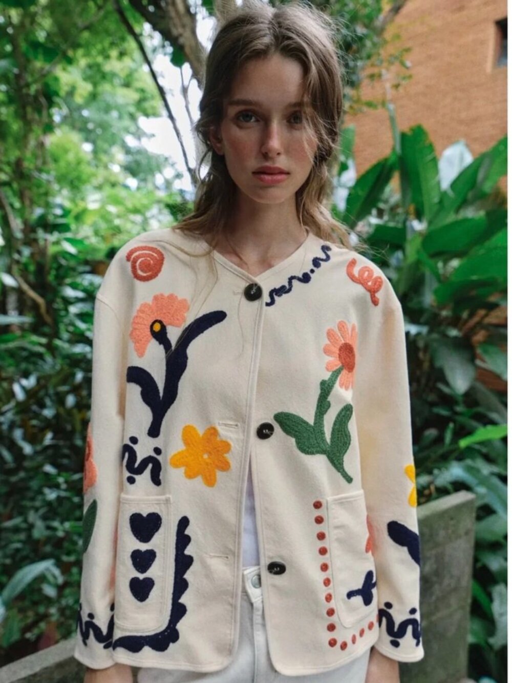 ZARA WOMAN SS26 100% COTTON FLORAL EMBROIDERED CARDIGAN ECRU 3046/106/712 - Picture 1 of 6